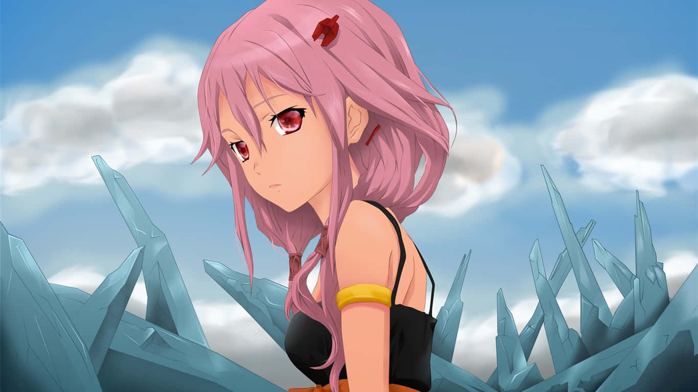 Anime Girl Crystal Landscape Background