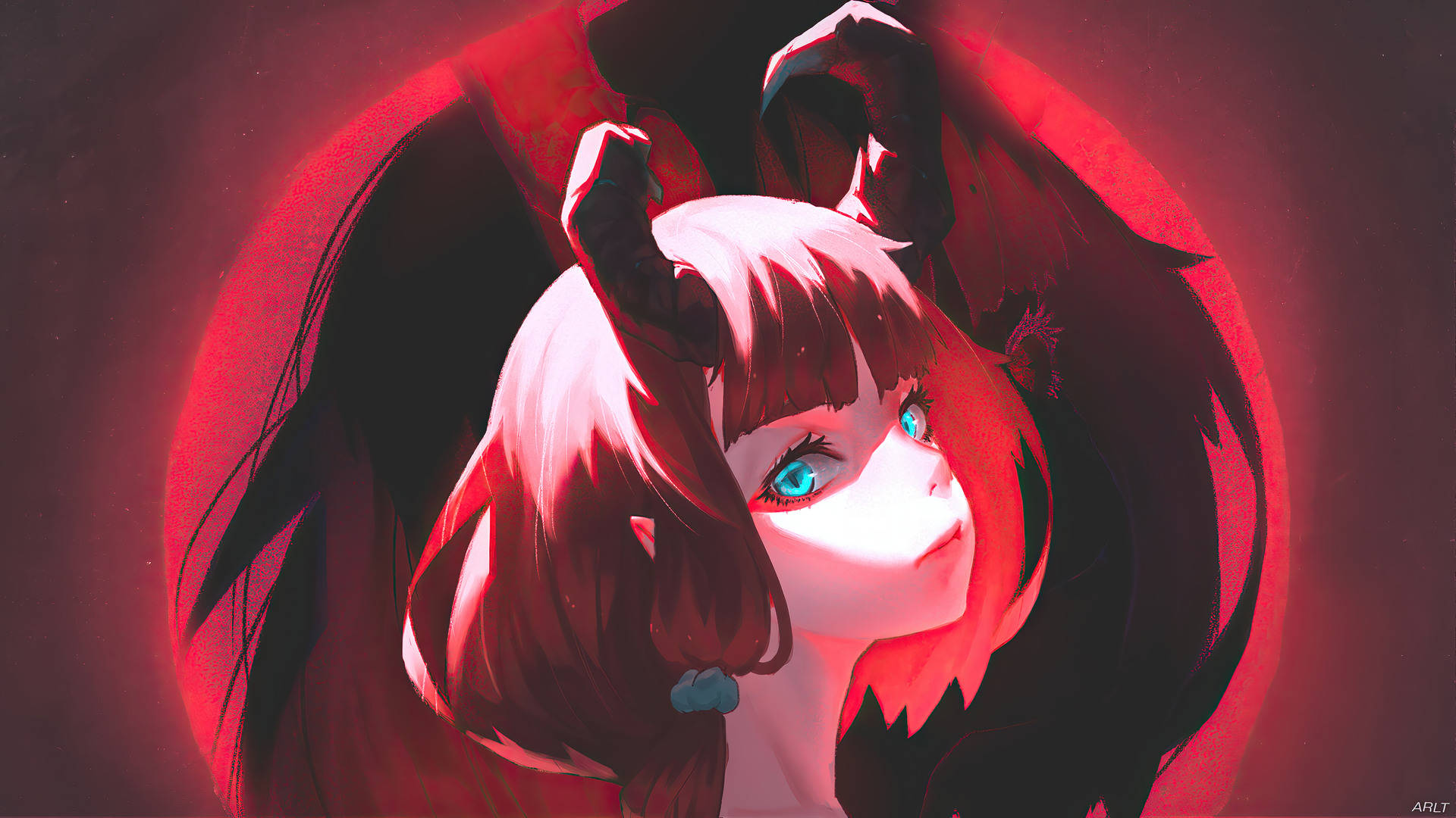 Anime Girl Devil Horns Background