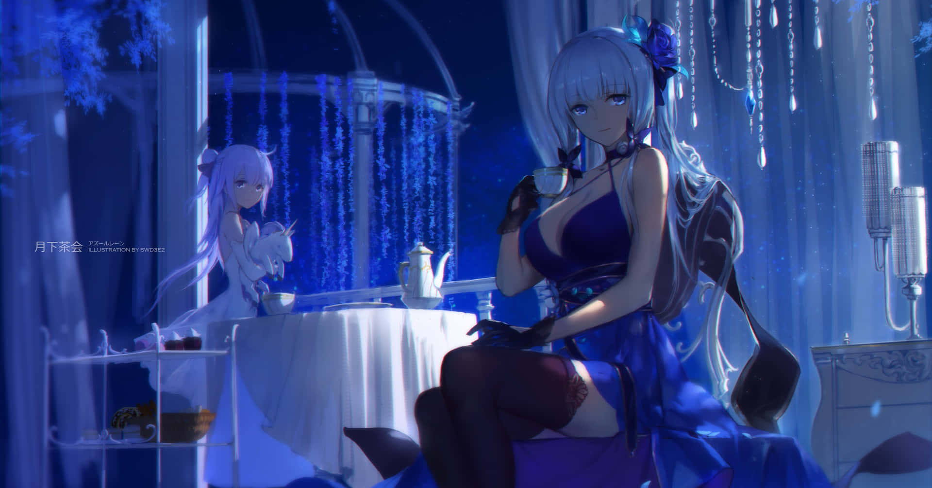 Anime Girl Enjoying Dinner At Night
