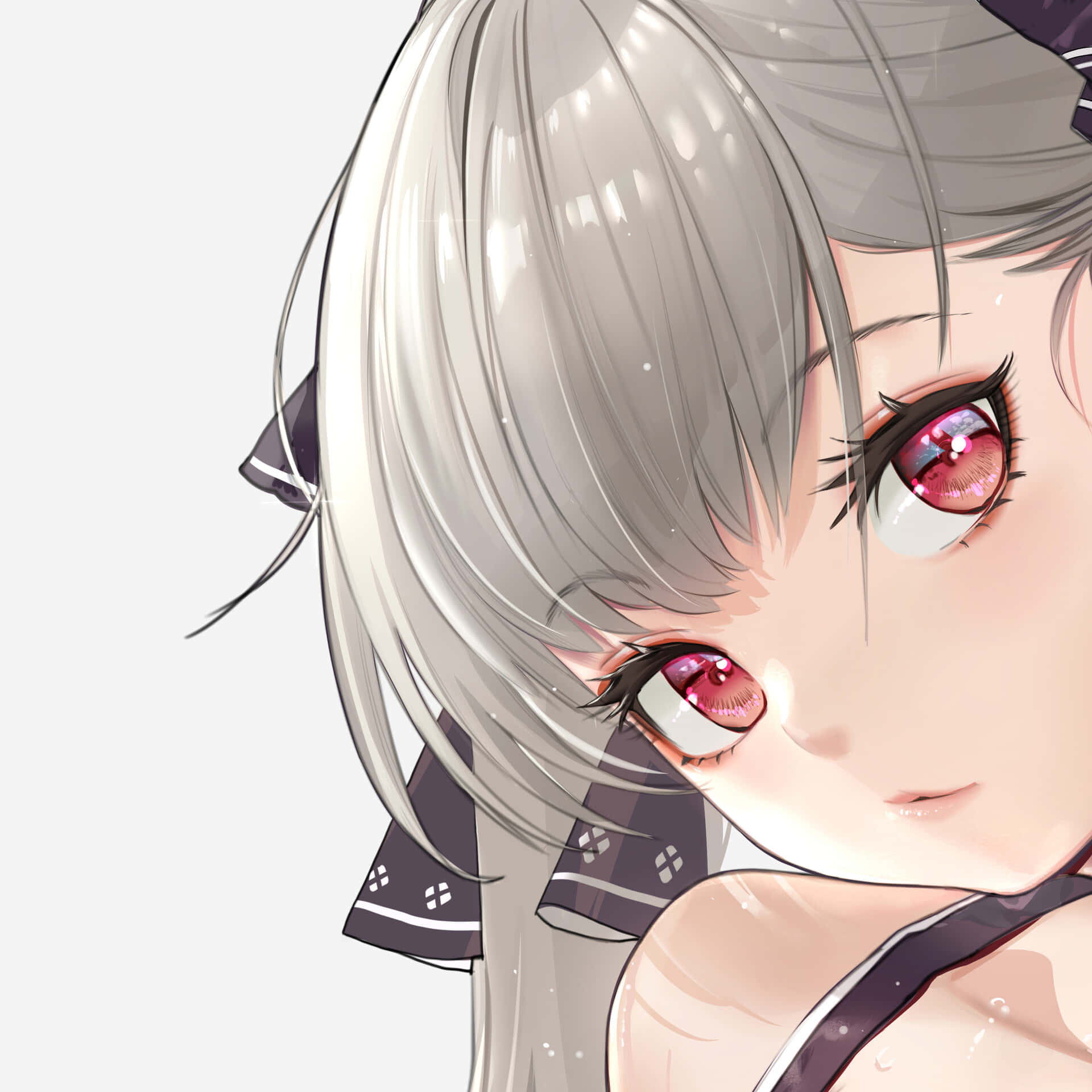 Anime Girl Glancing Upward Background