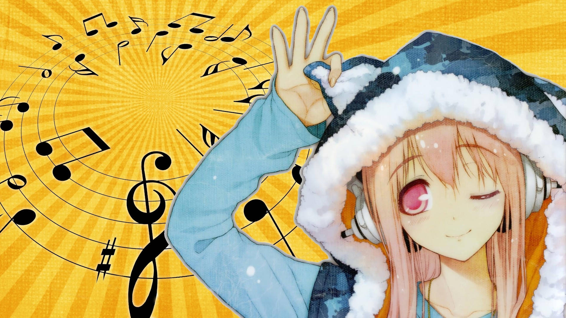 Anime Girl Hoodie Super Sonico Background