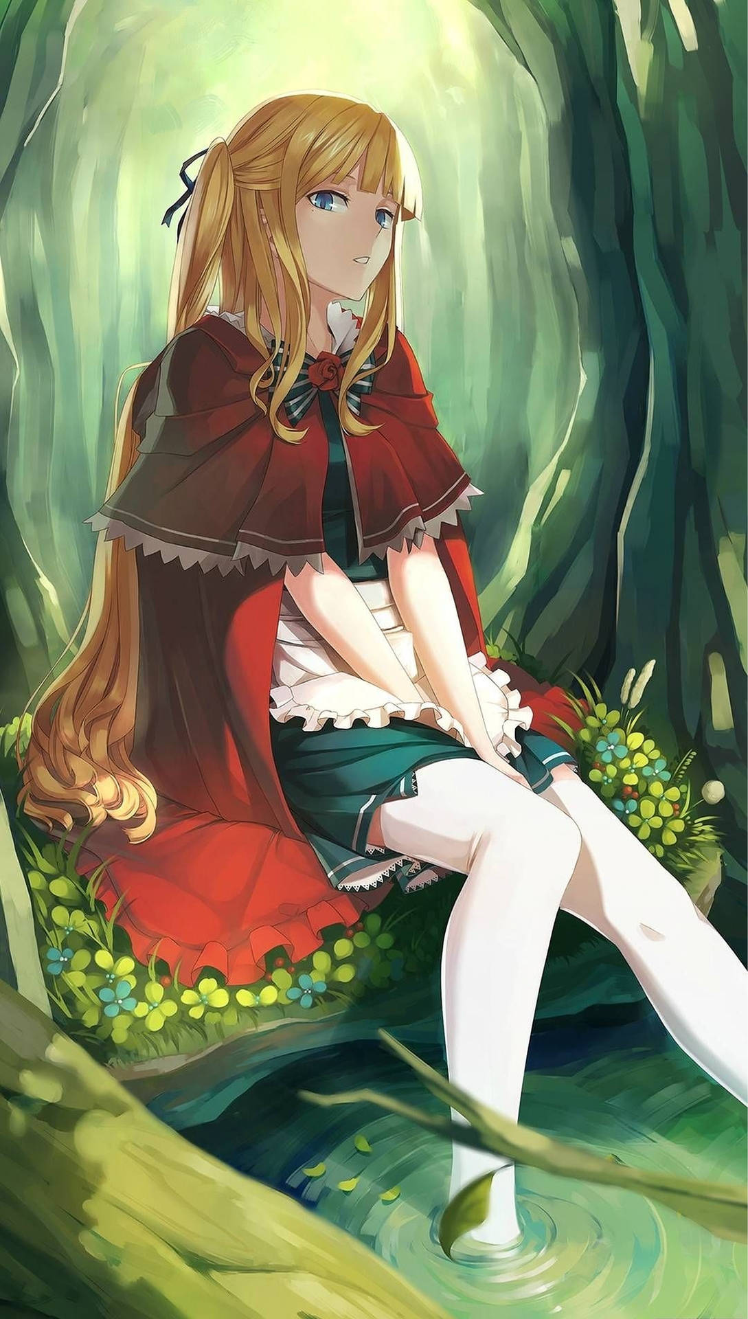 Anime Girl In Forest Iphone Background