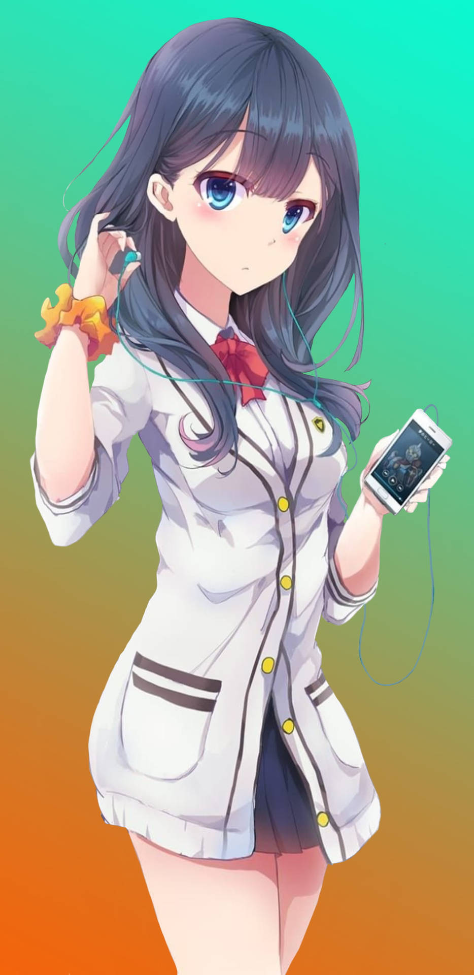 Anime Girl Listening To Music Phone Background