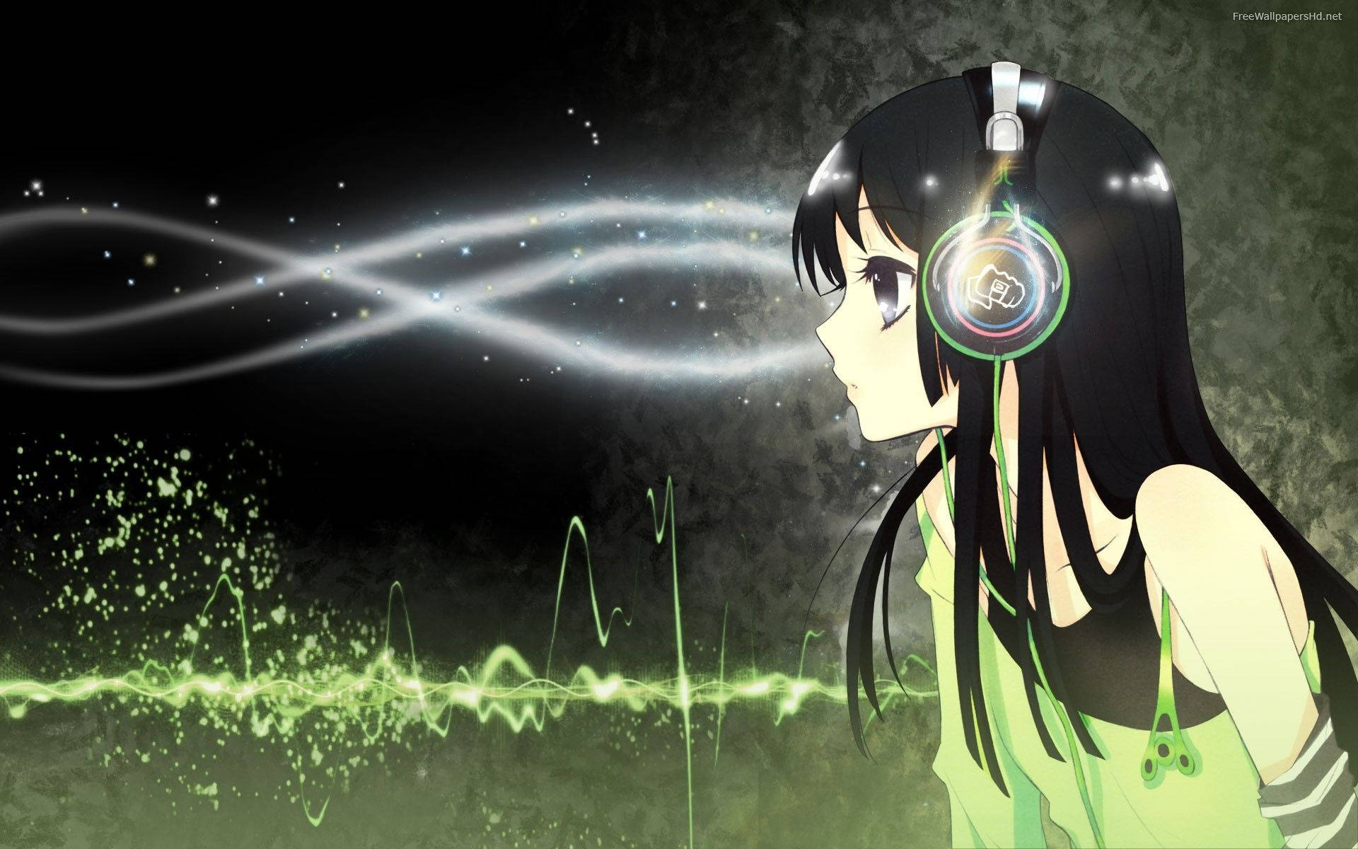Anime Girl Music Digital Art Background