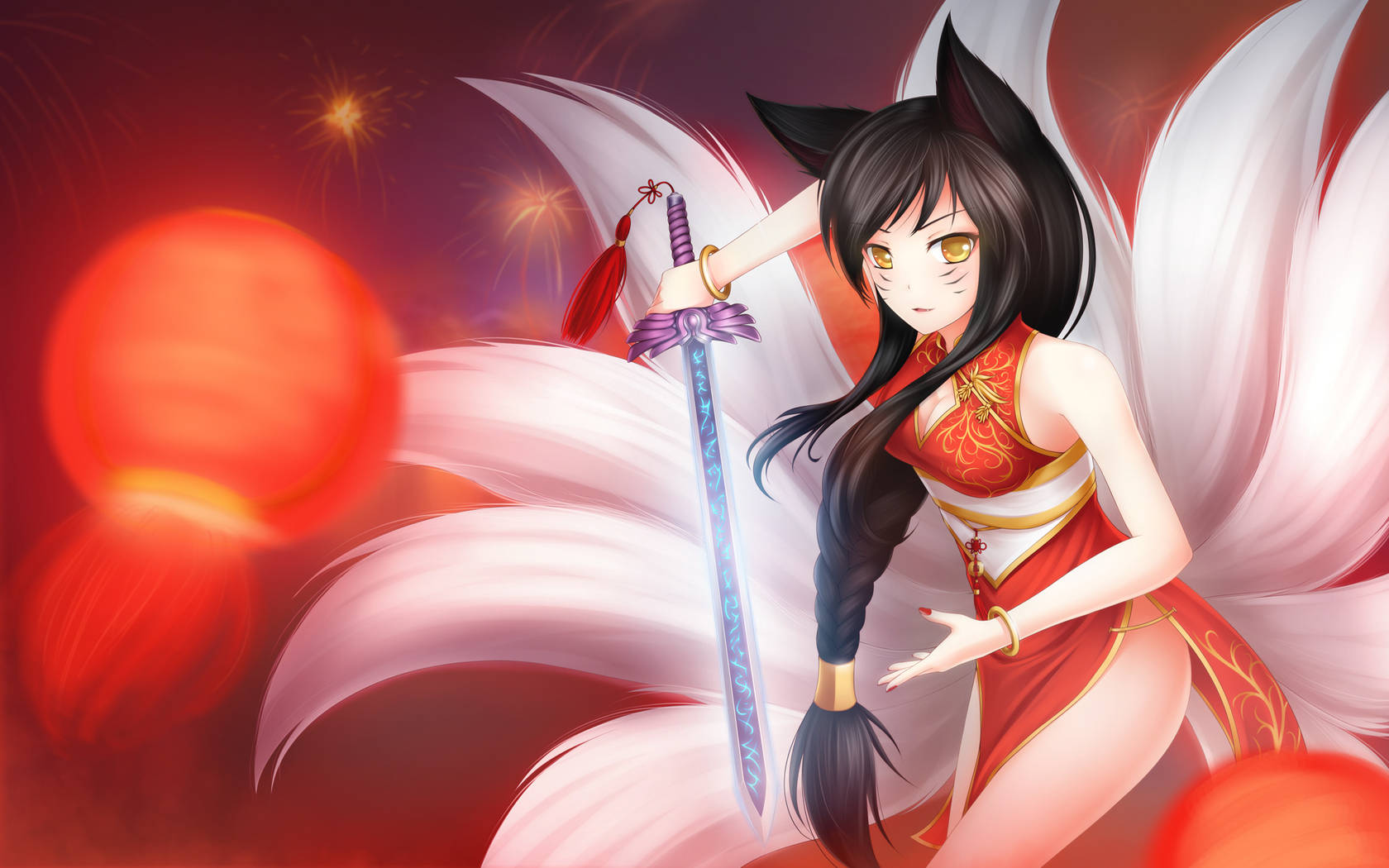 Anime Girl Nine Tailed Fox Background