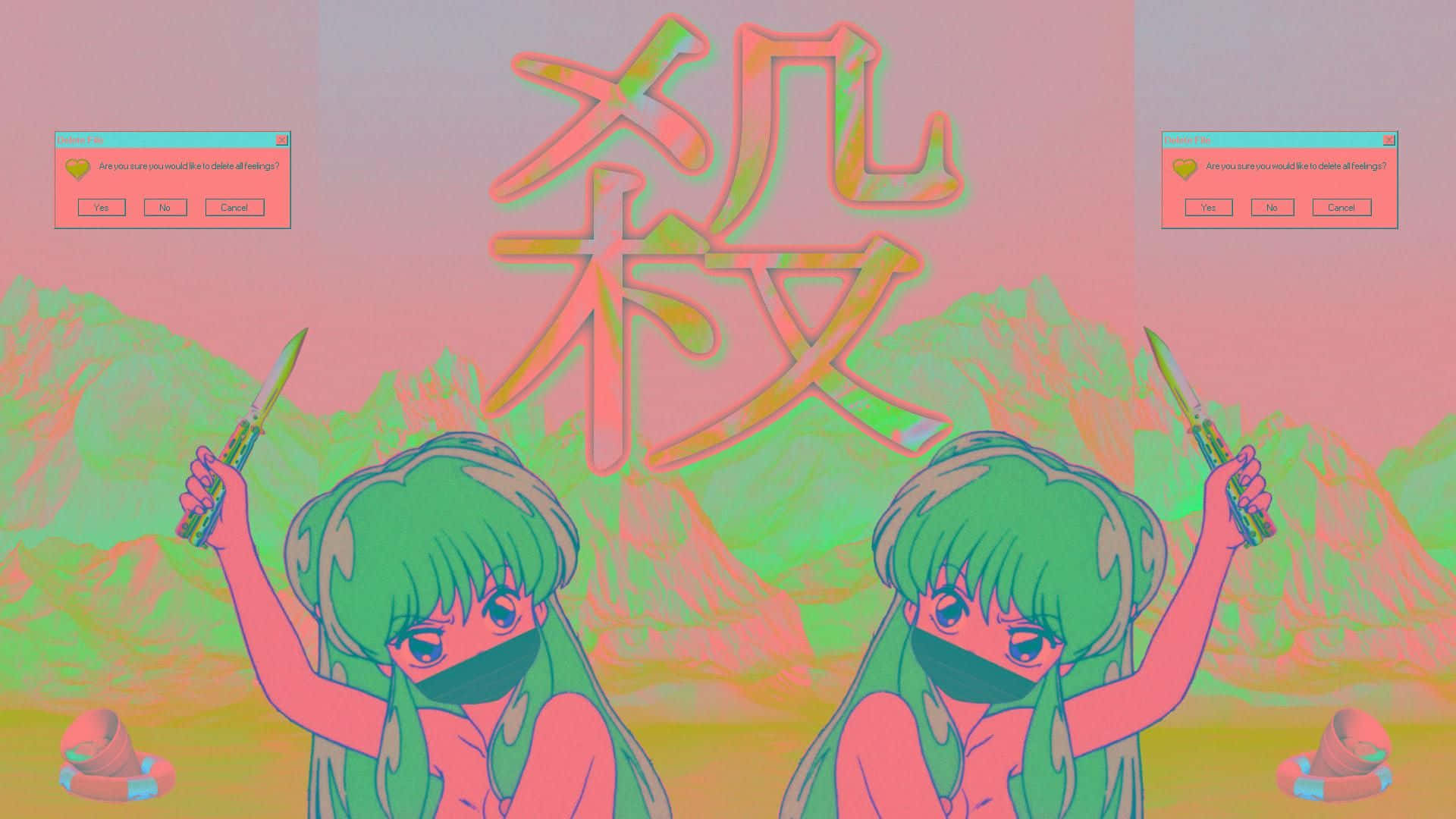 Anime Girl Pastel Pink Aesthetic Computer Background