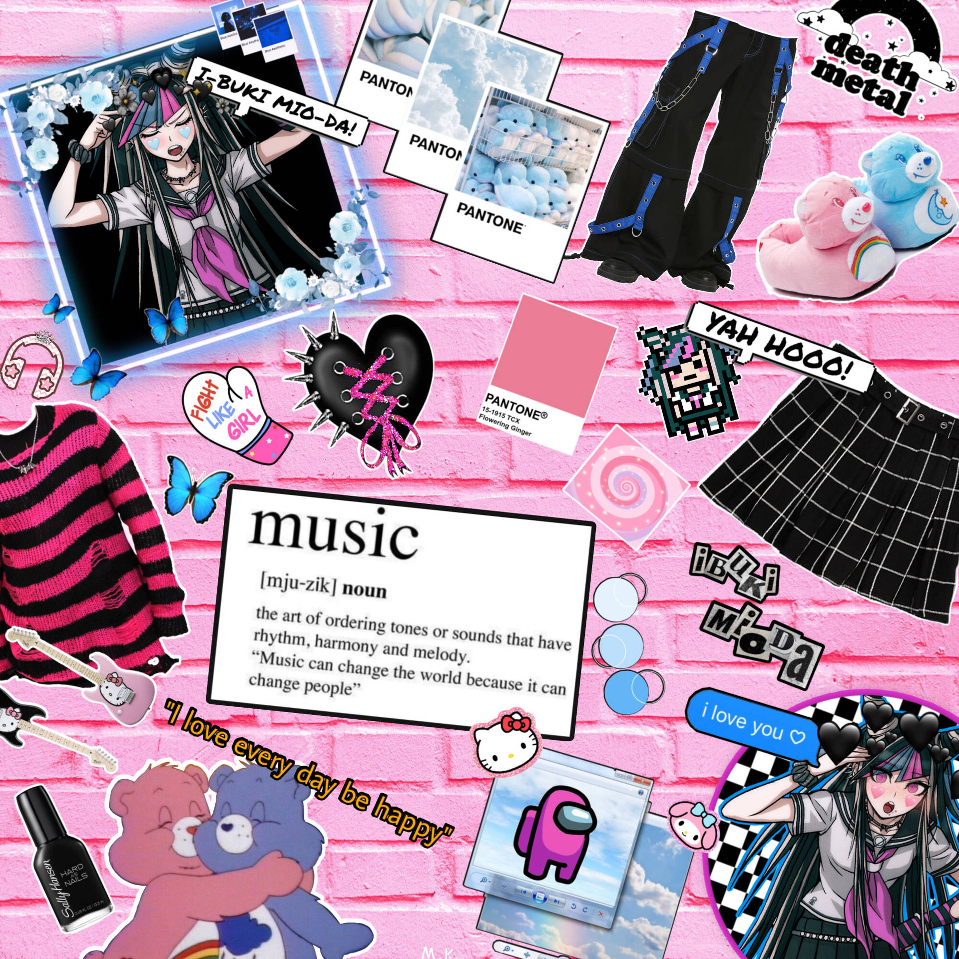 Anime Girl Pink Bear Picsart Background
