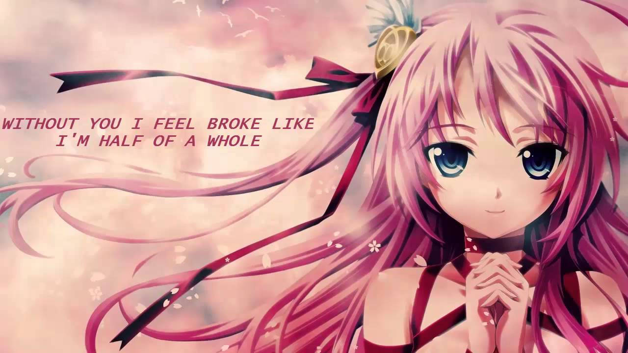 Anime Girl Pink Hair Nightcore Background