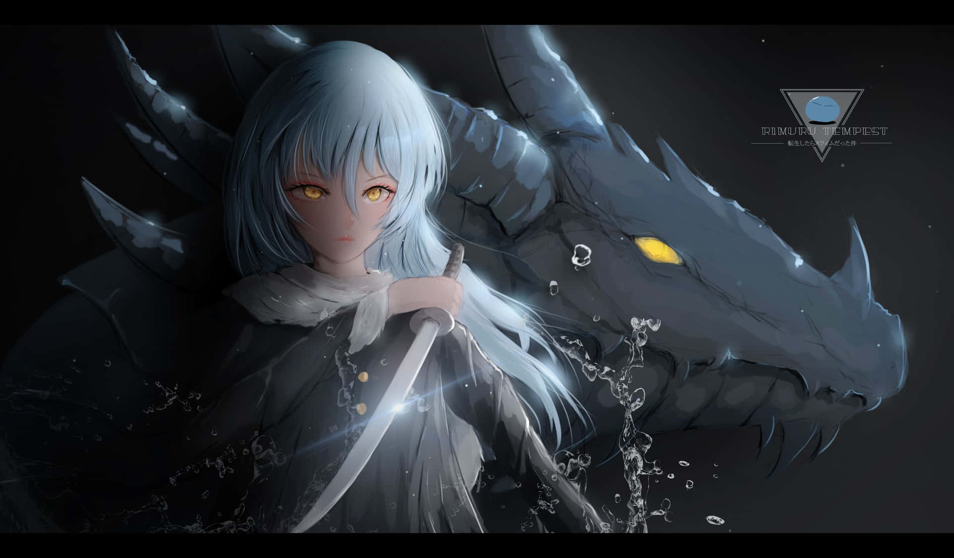 Anime Girl Protecting Primordial Sea Creature Background