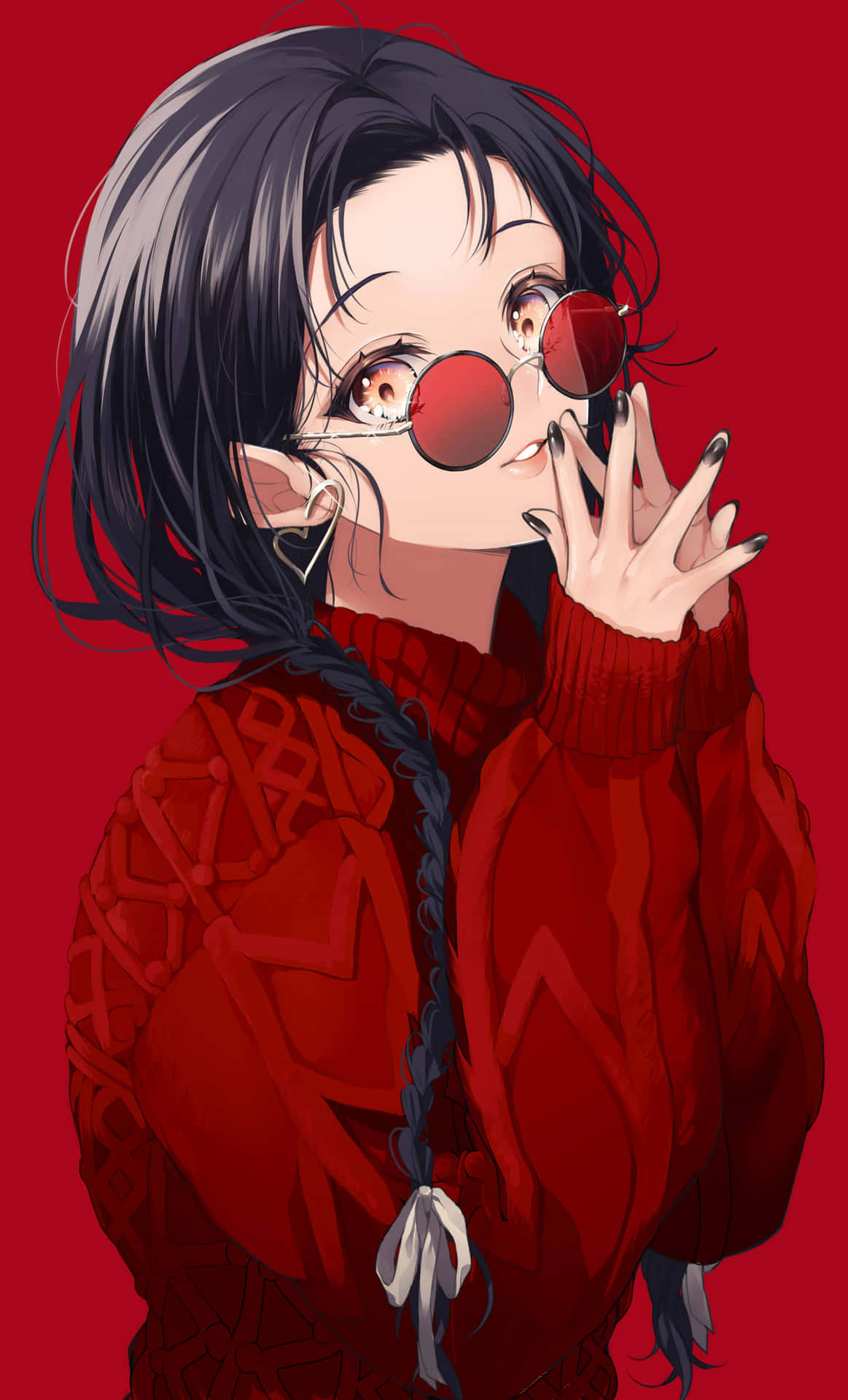 Anime Girl Red Pfp Background