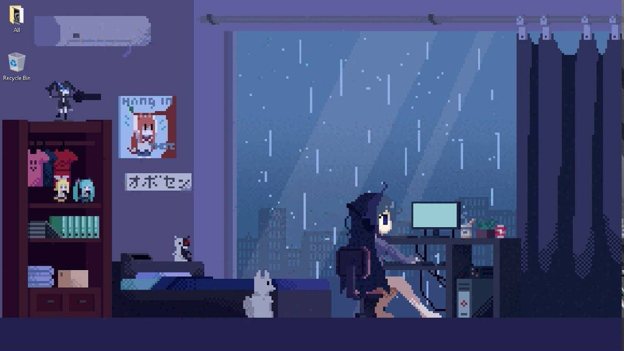 Anime Girl Room Pixel Art Background