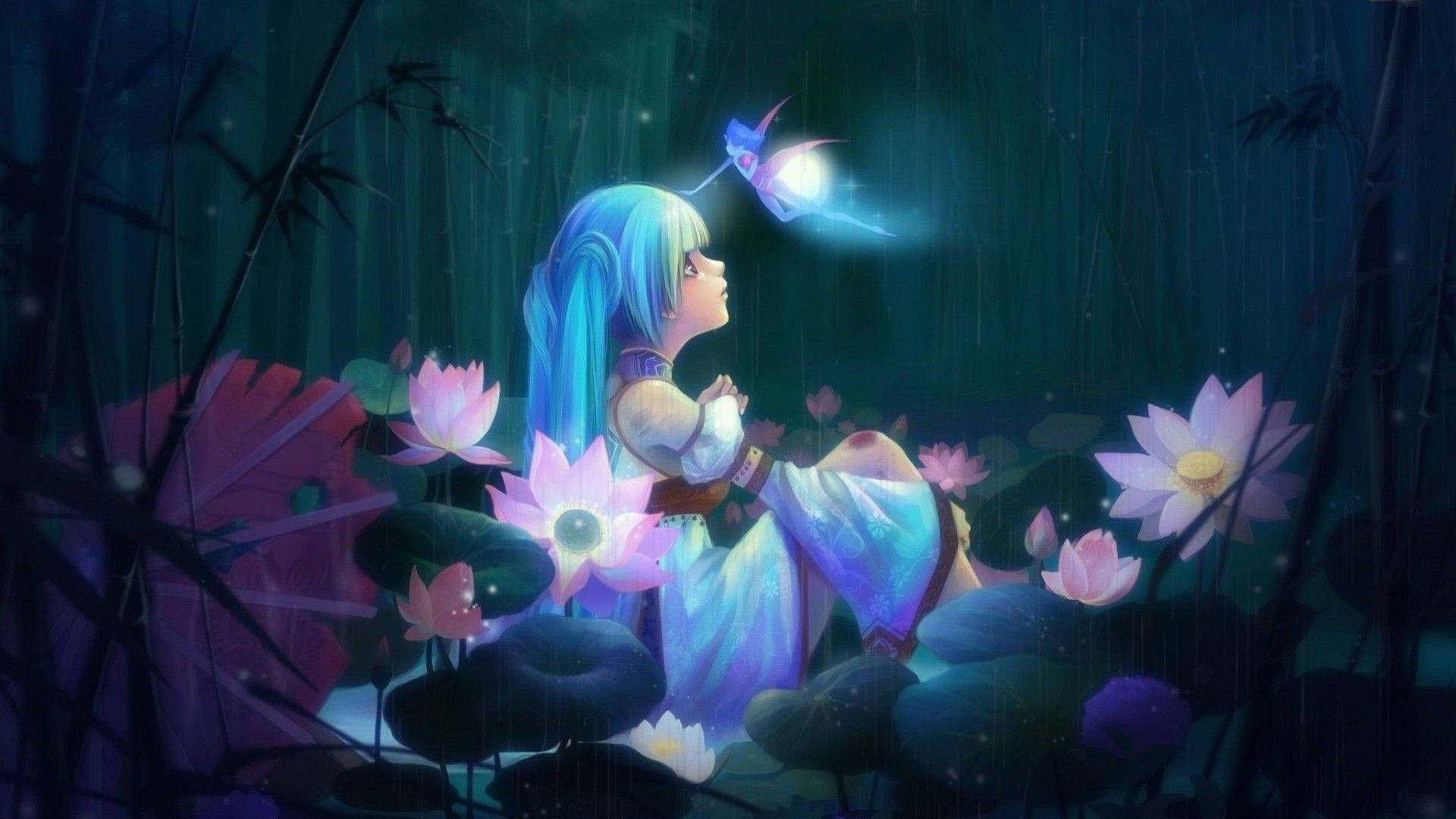 Anime Girl Sad Alone Hatsune Miku With Fairy