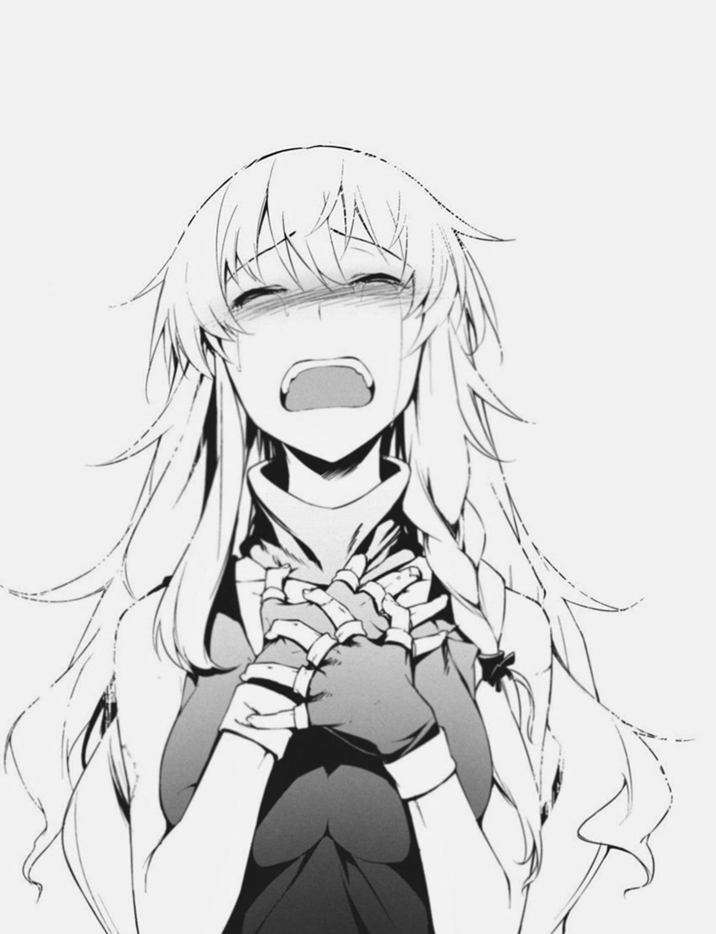 Anime Girl Sad Drawing Background