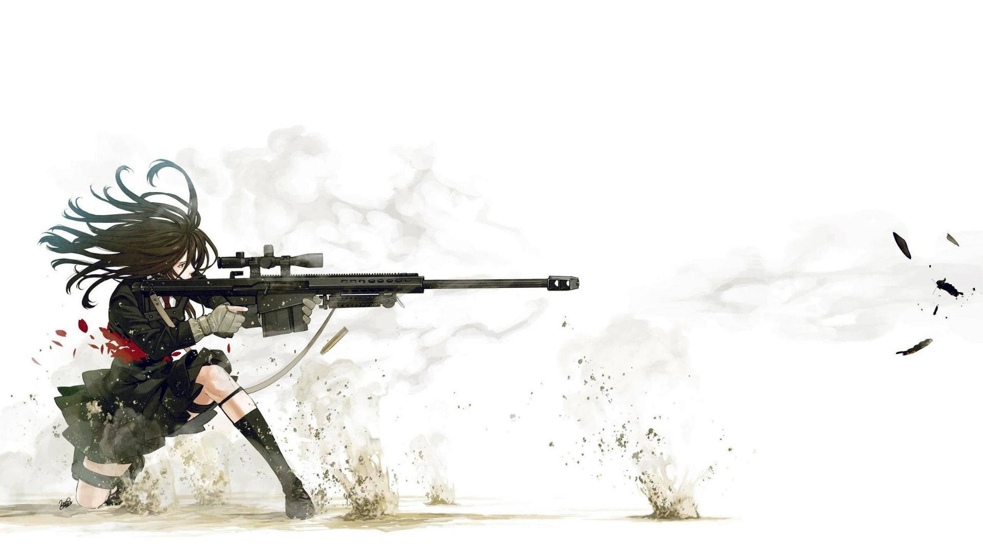 Anime Girl Shooting Using Sniper