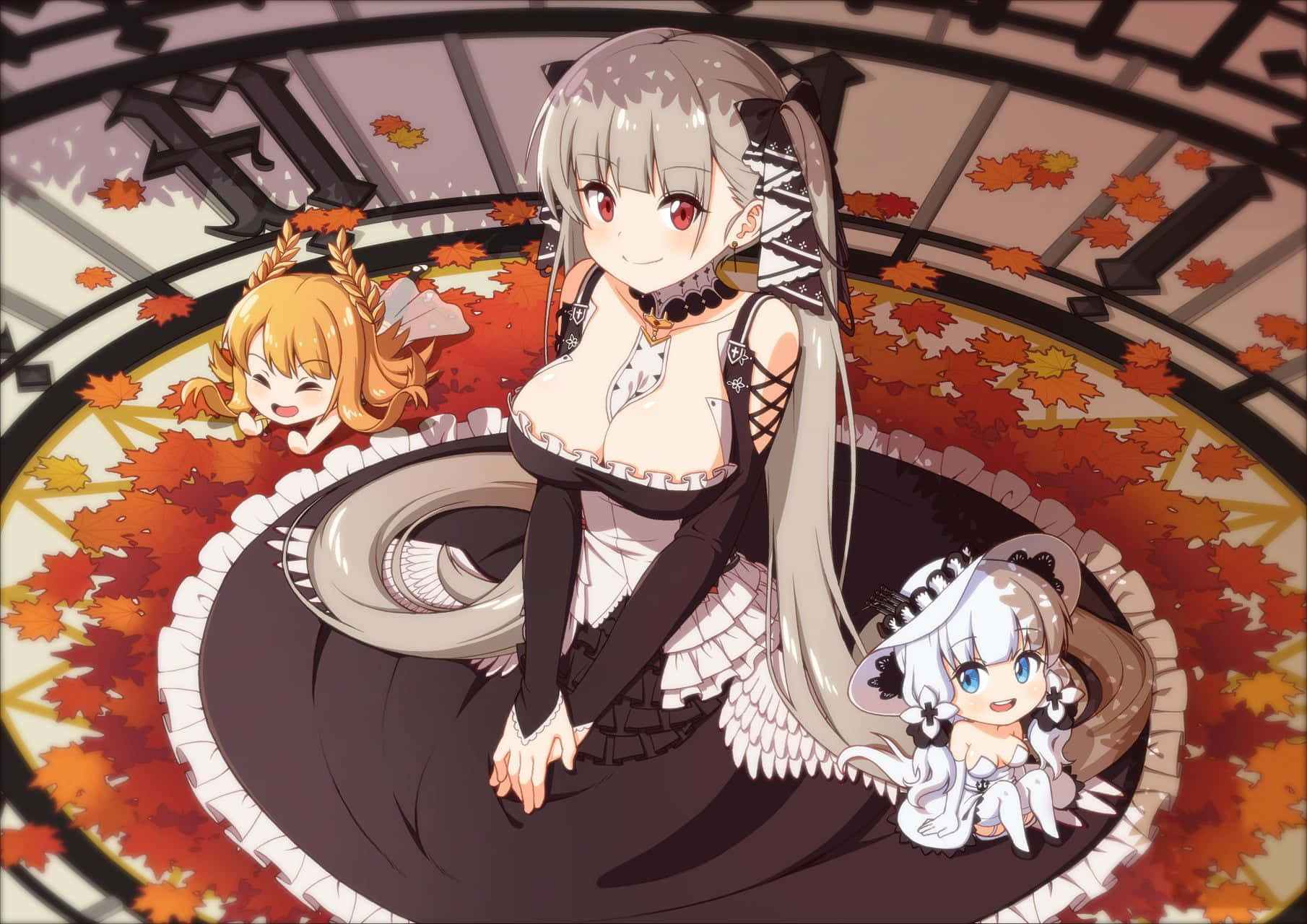 Anime Girl Sitting Formidably Background