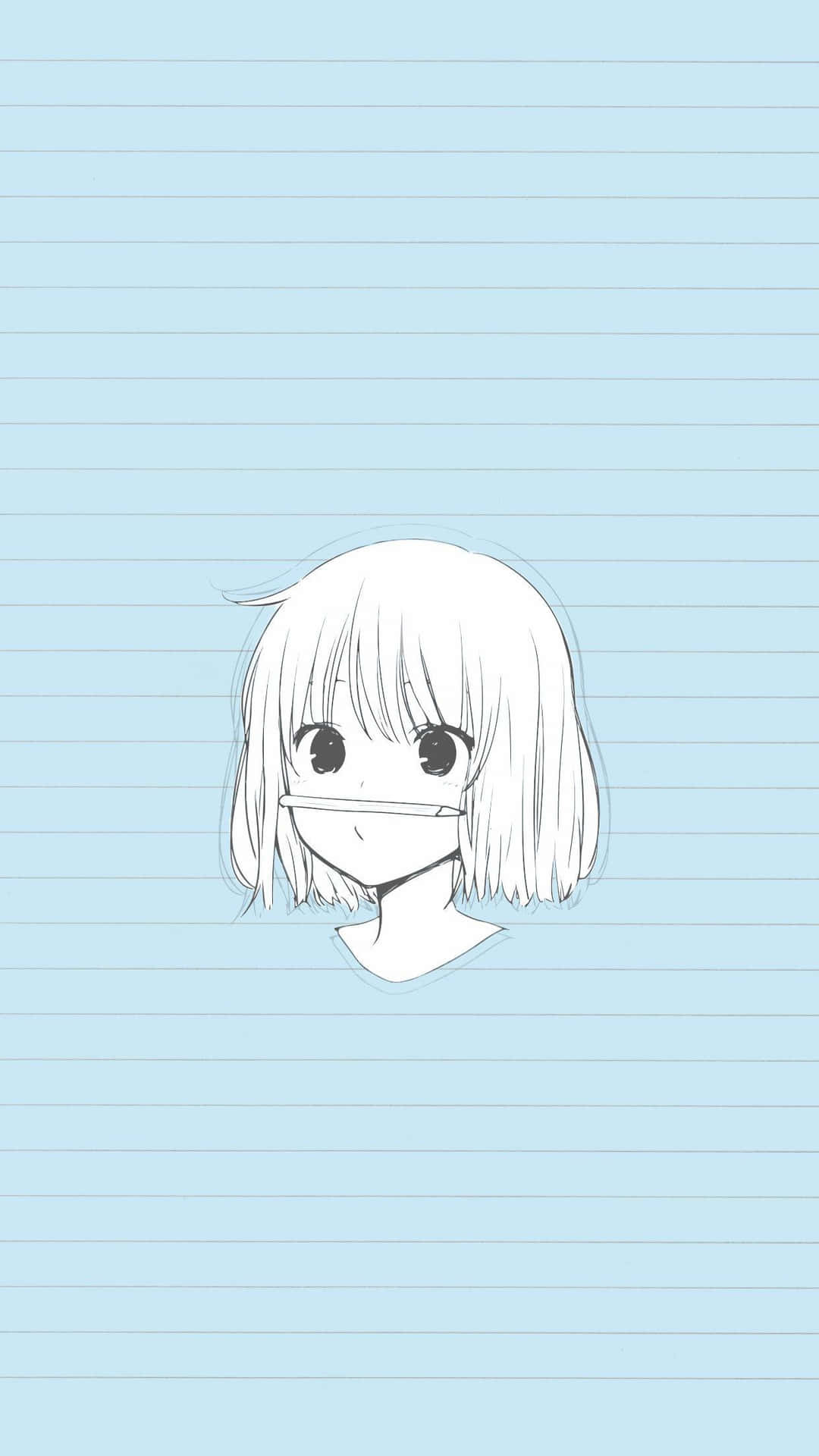 Anime Girl Sketchon Blue Lines Background