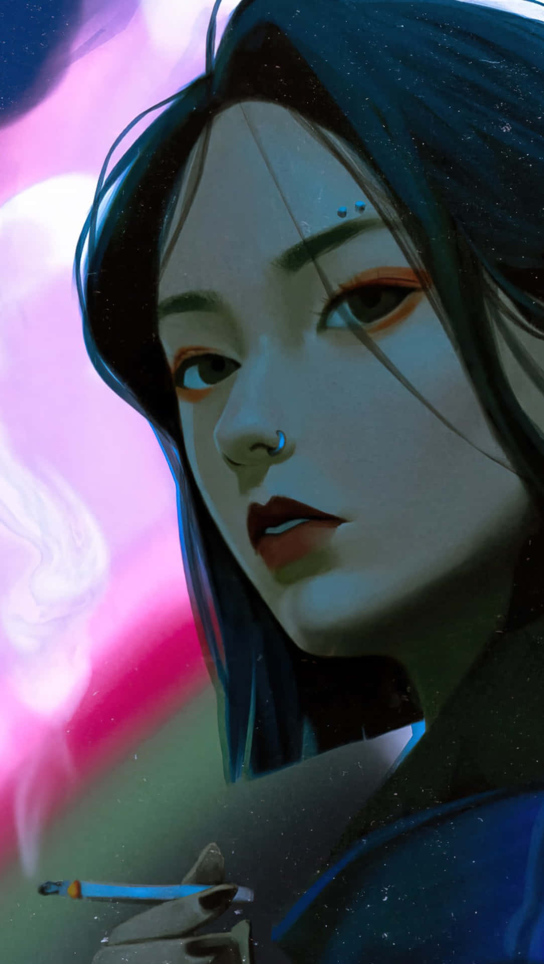 Anime Girl Smoking Digital Painting Background