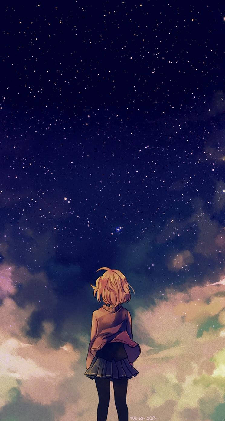 Anime Girl Starry Night Iphone Se Background