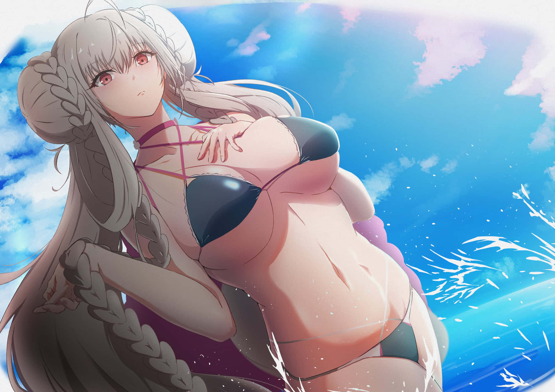 Anime Girl Summer Sky Background