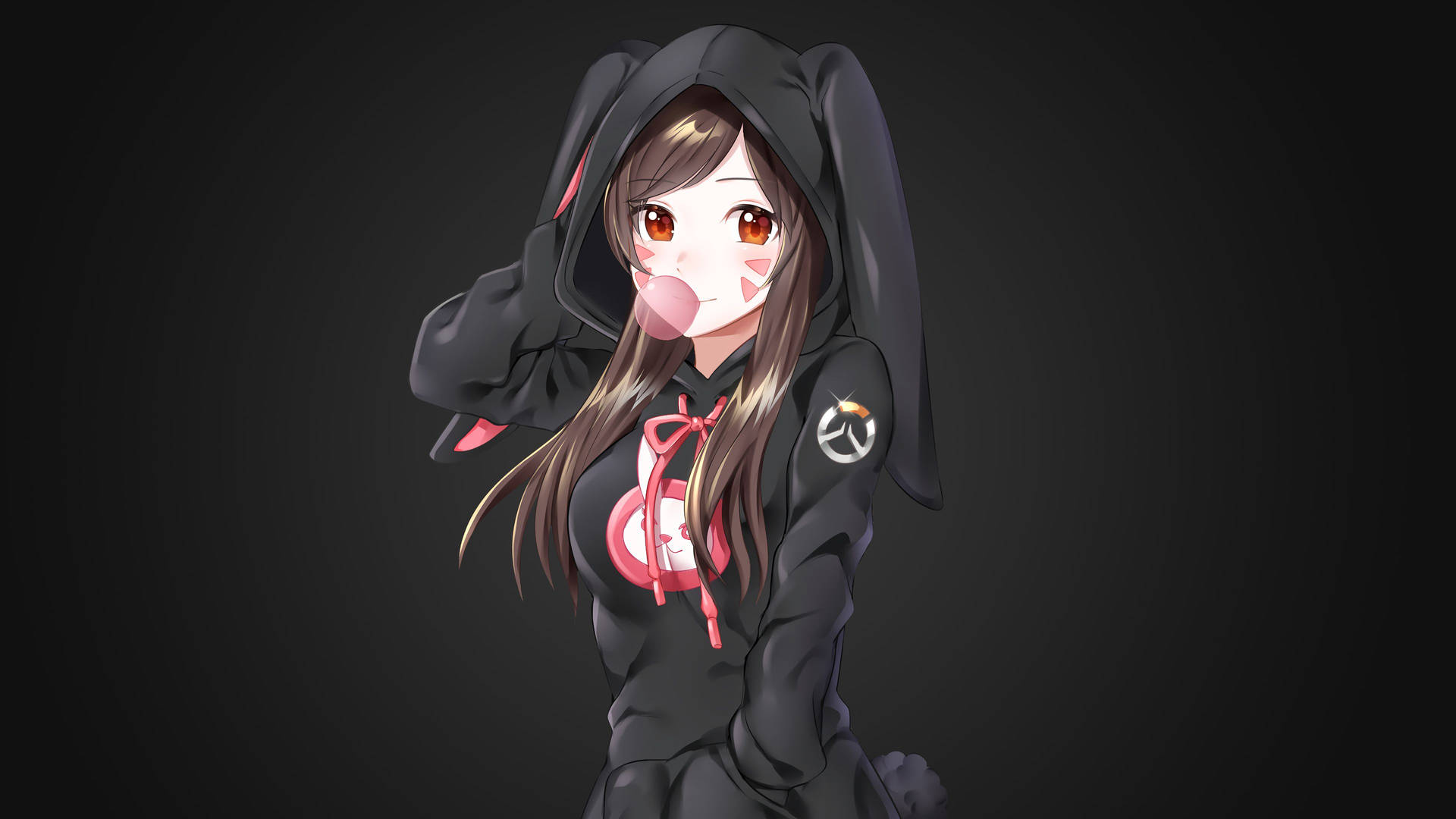 Anime Girl Wearing Bunny Hoodie Background