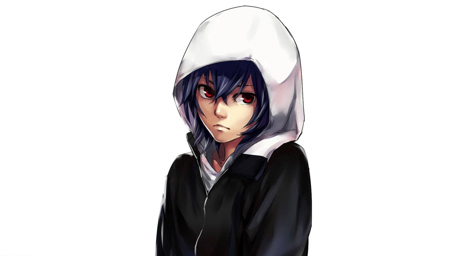 Anime Girl Wearing Hoodie Illustration Background