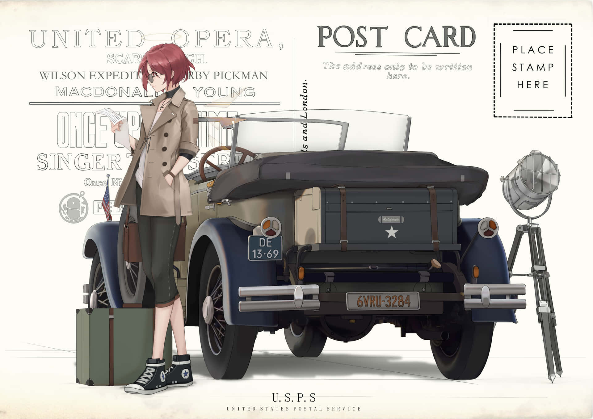 Anime Girl With A Brief Case Background