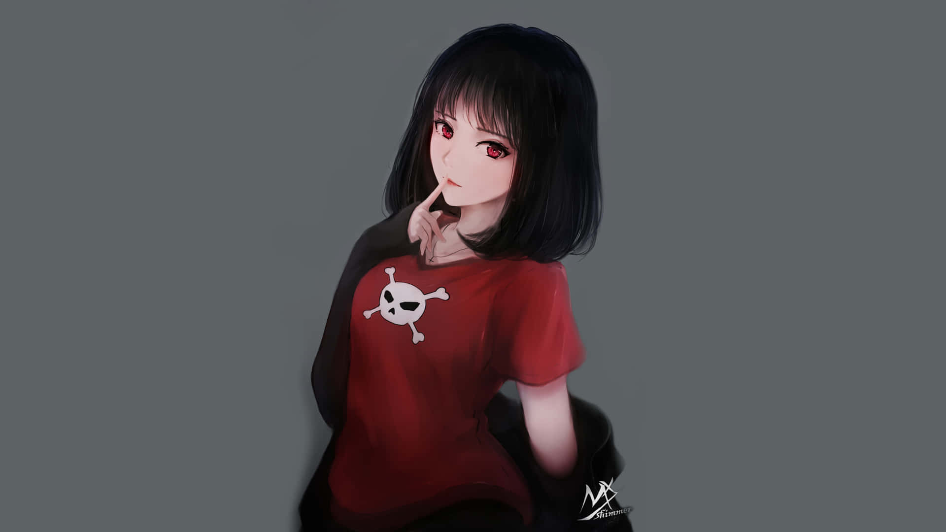 Anime Girl With Black Hair Background