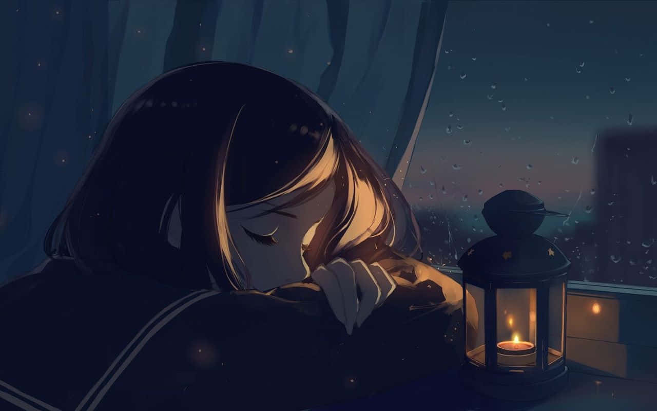 Anime Girl With Black Hair Background