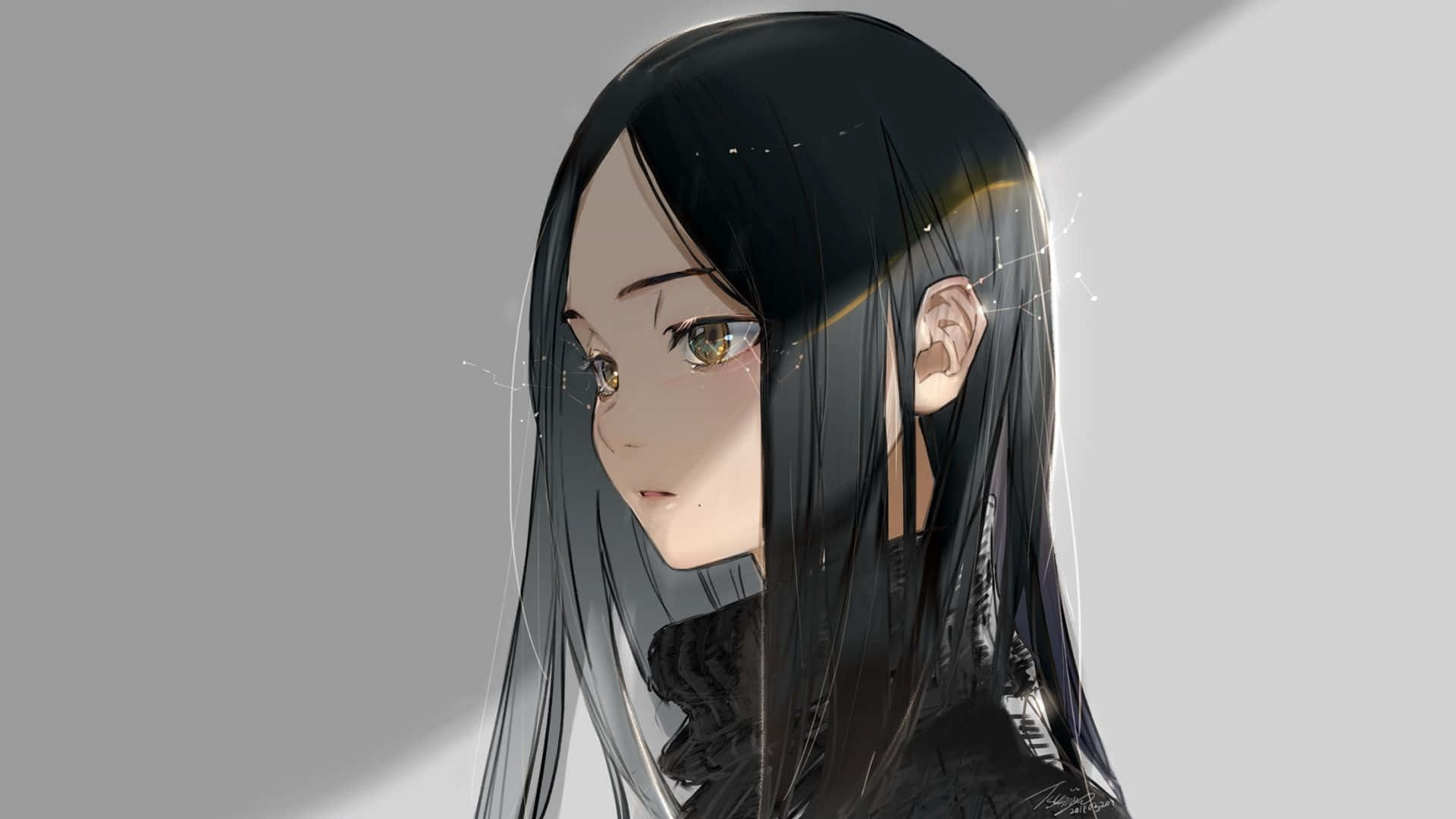 Anime Girl With Black Hair Background
