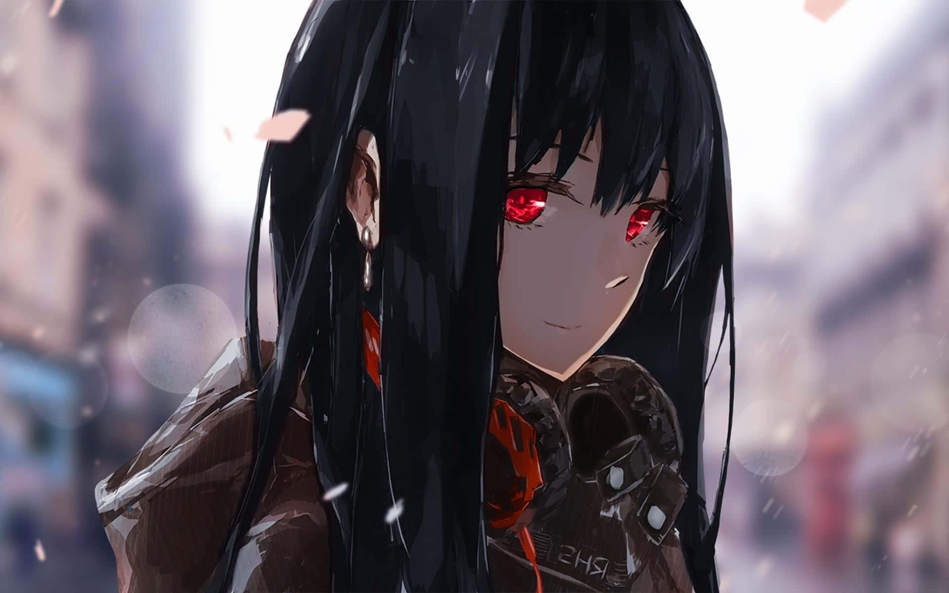 Anime Girl With Black Hair Background