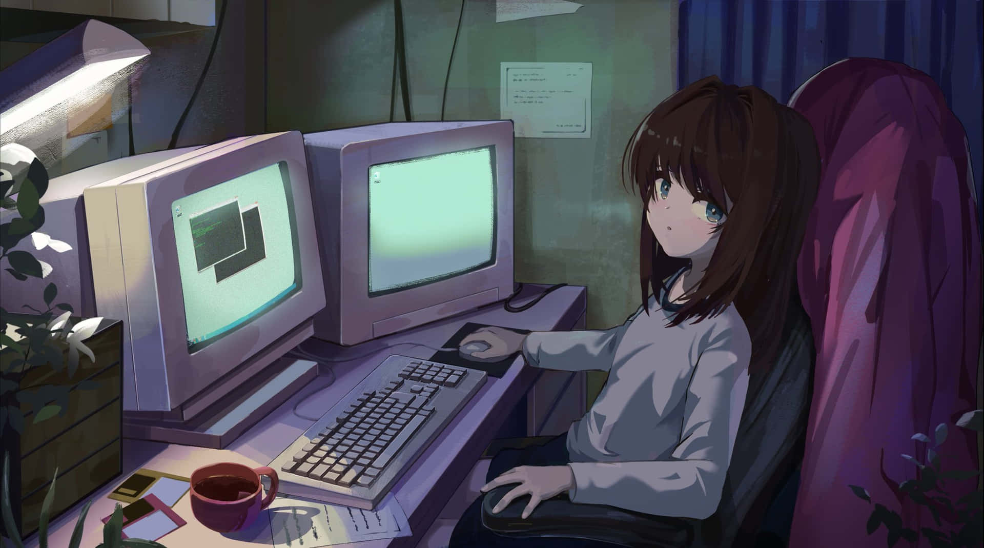 Anime Girl With Computer Peripherals