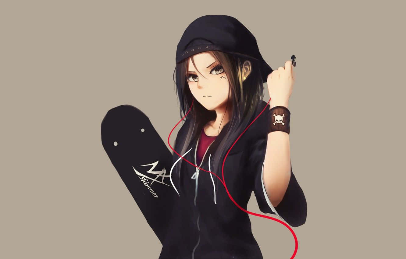 Anime Girl With Long Black Hair Background