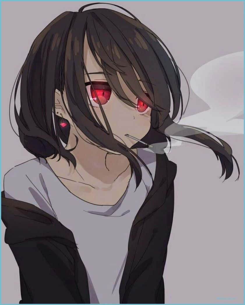 Anime Girl With Long Black Hair Staring Into The Distance Background