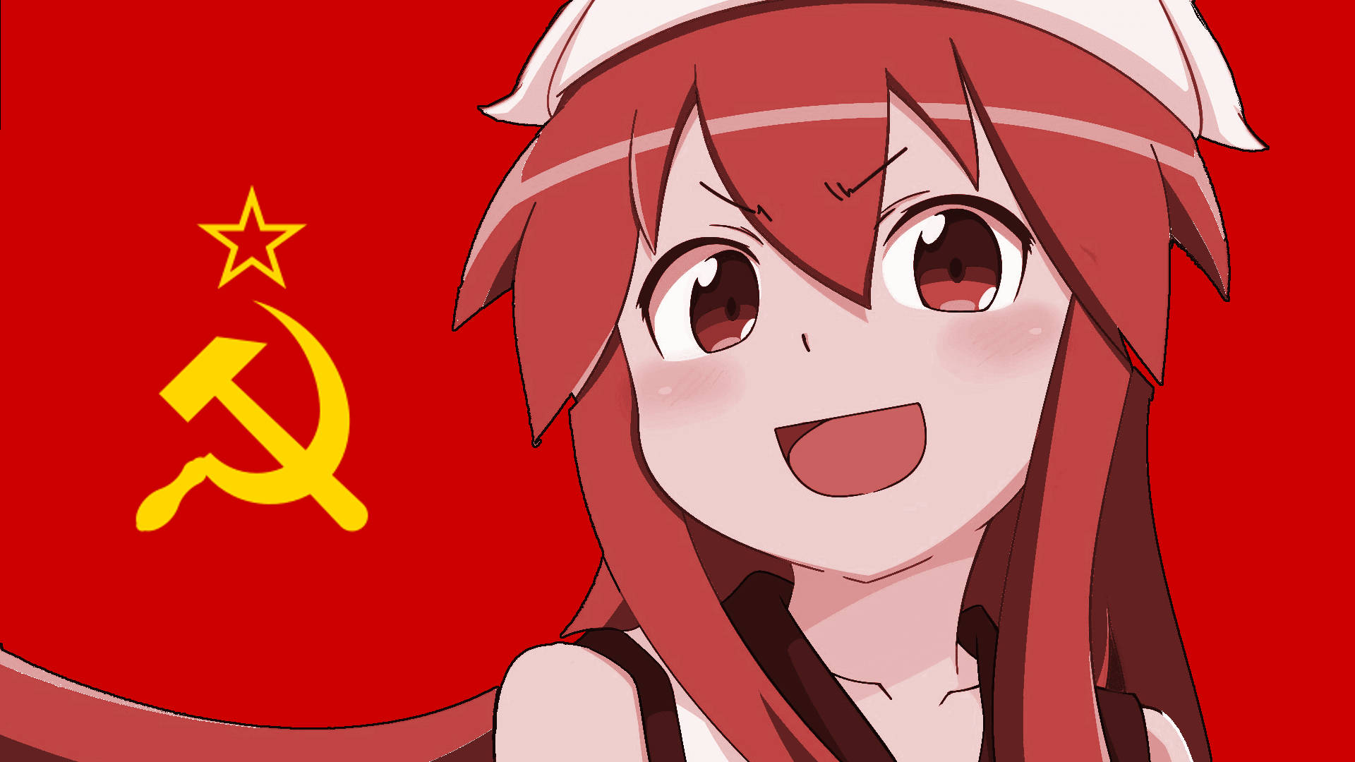 Anime Girl With Soviet Union Flag Background