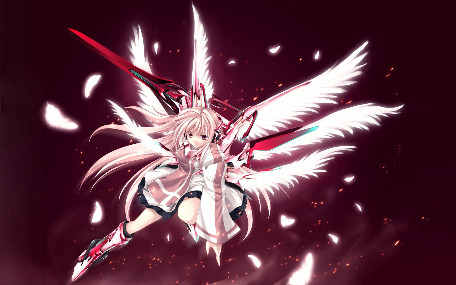 Anime Girl With Wings Background