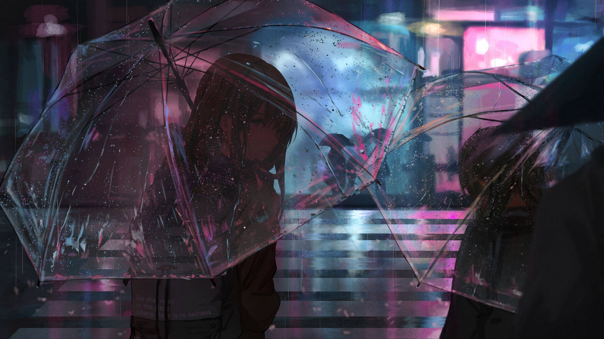 Anime Girls And Beautiful Rain Background