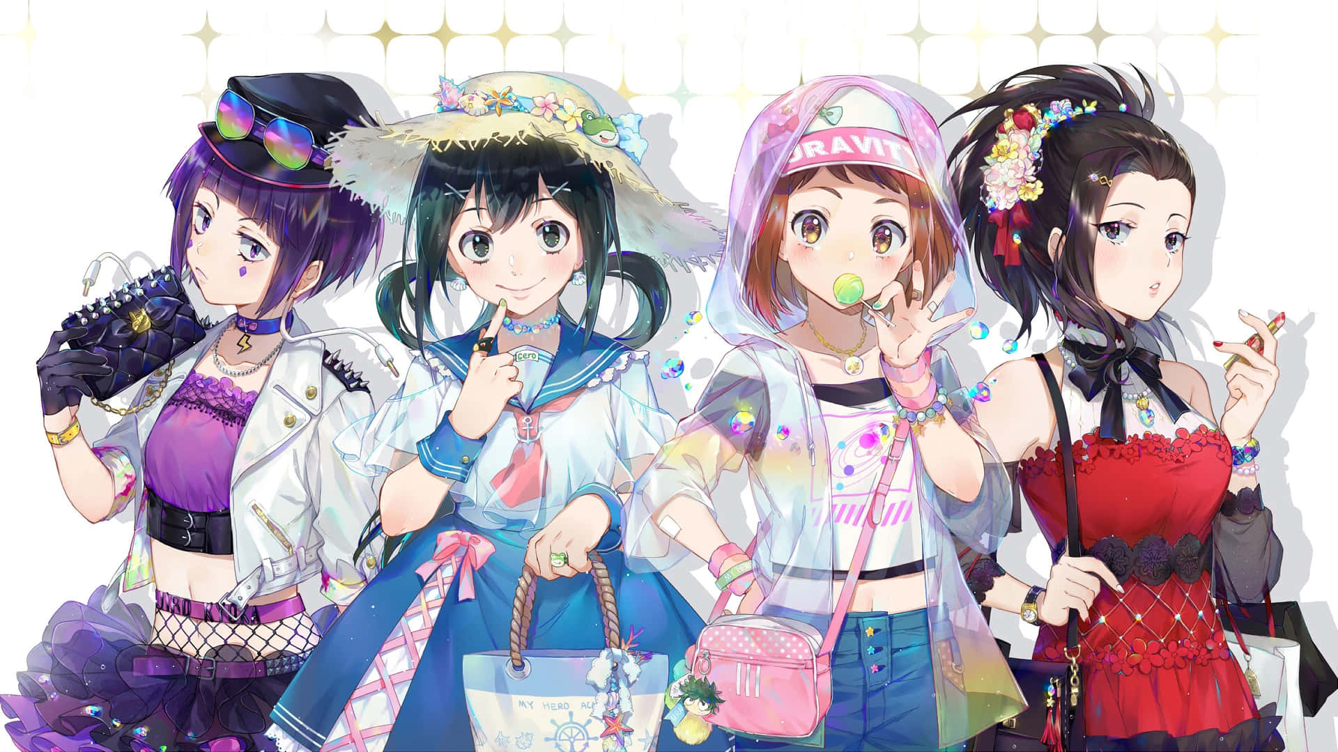 Anime Girls Fashion Styles Background