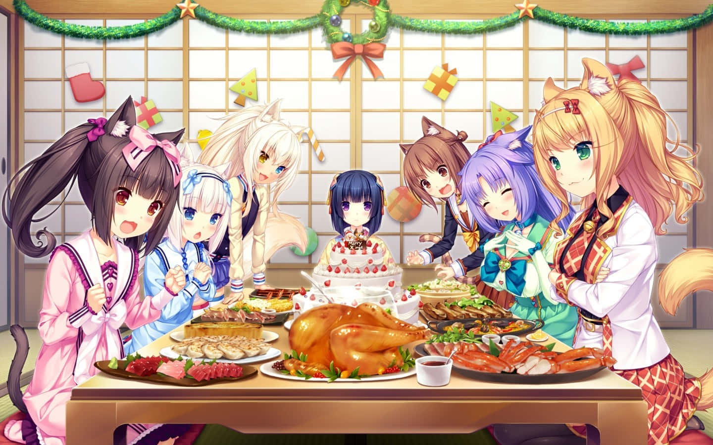 Anime Girls Thanksgiving Background