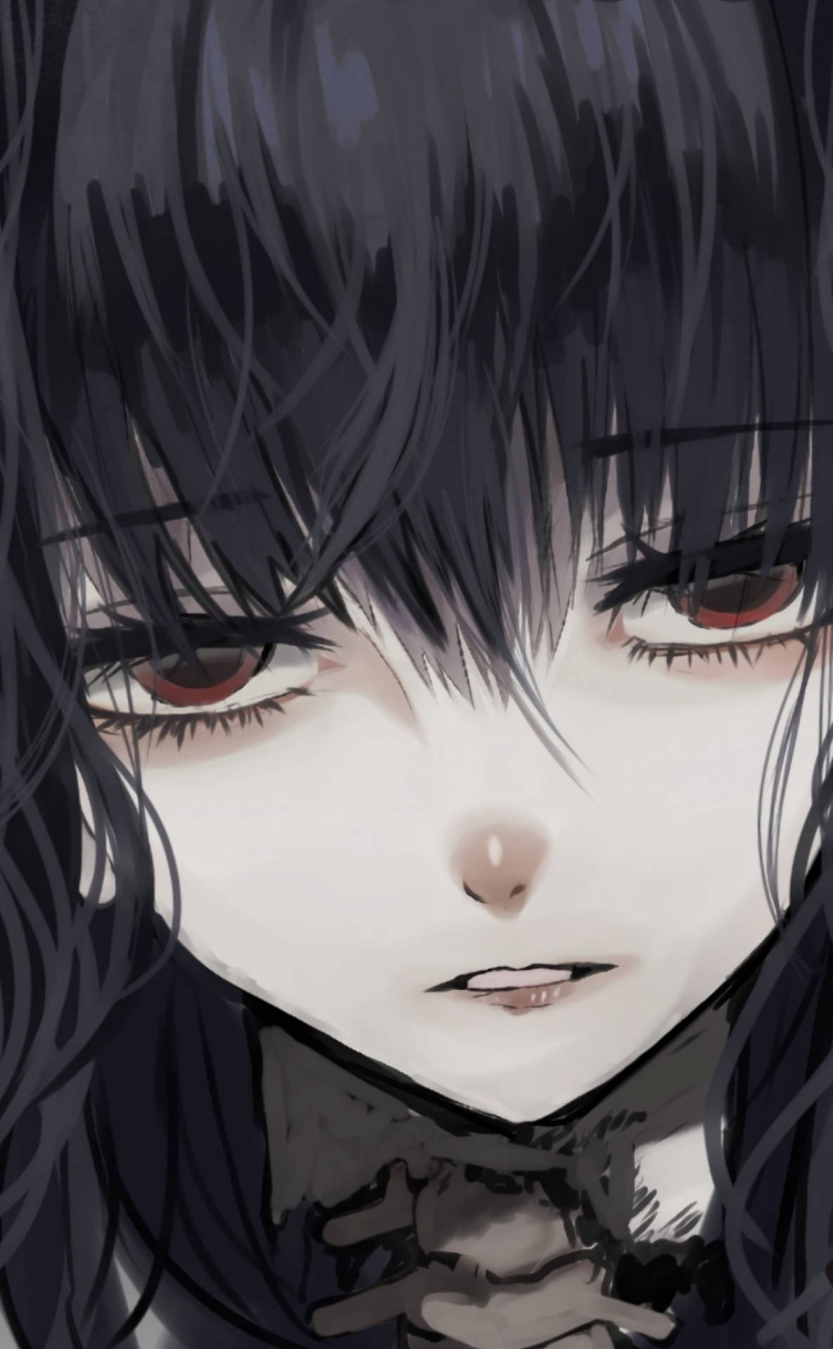 Anime Goth Girl In Close-up Pfp Background