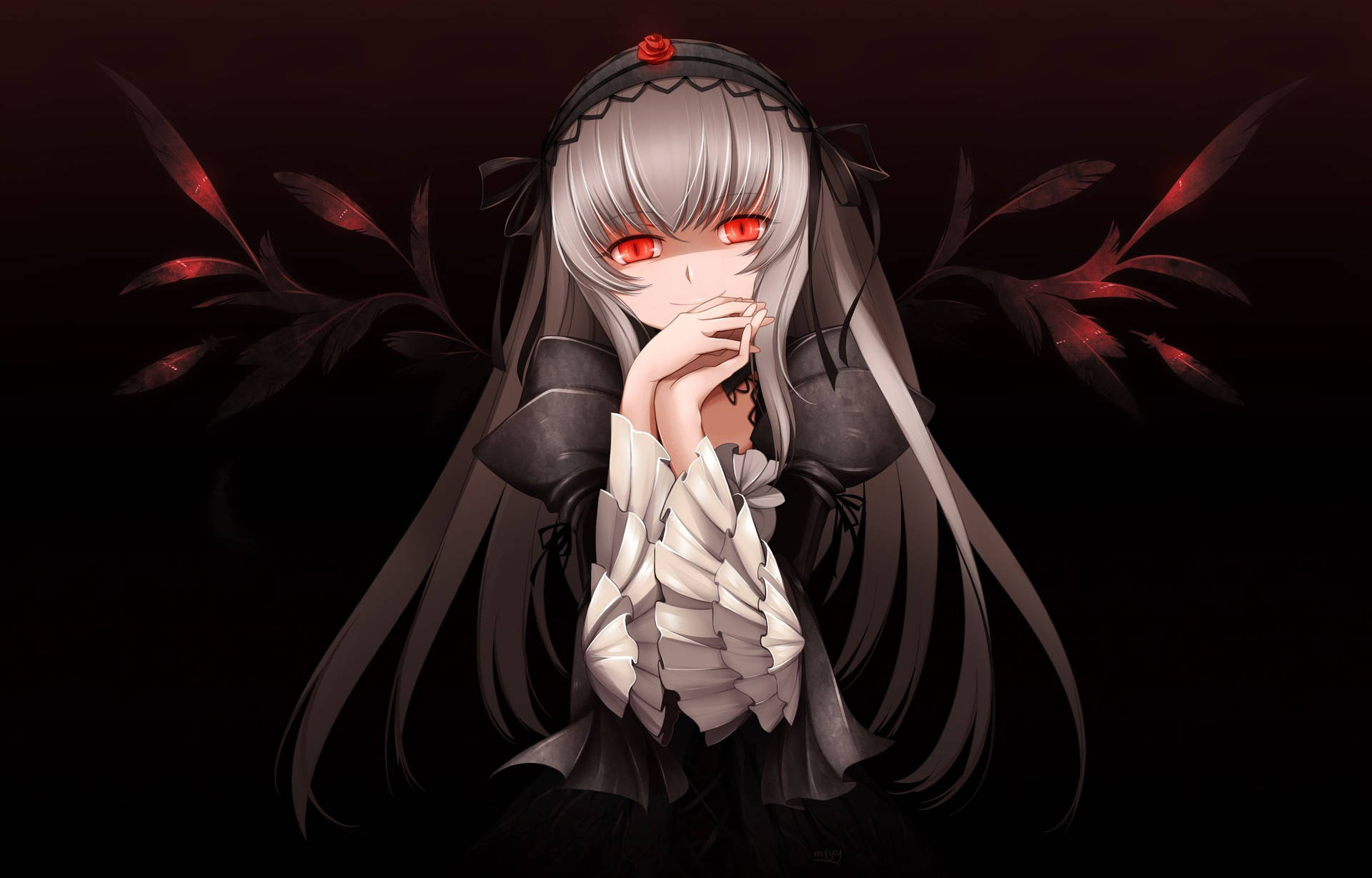 Anime Goth Girl With Red Eyes Pfp Background