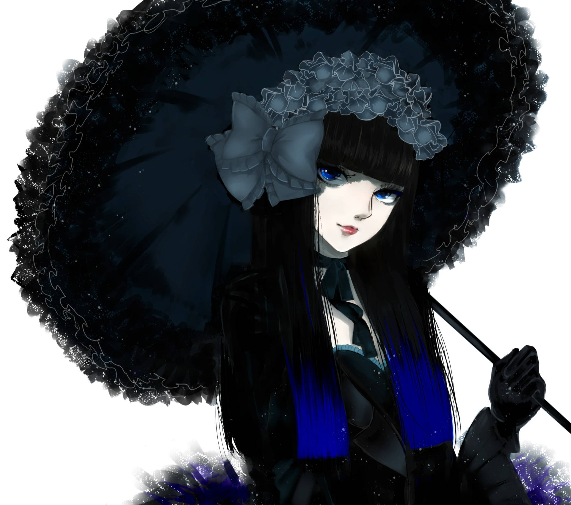 Anime Goth Girl With Umbrella Background