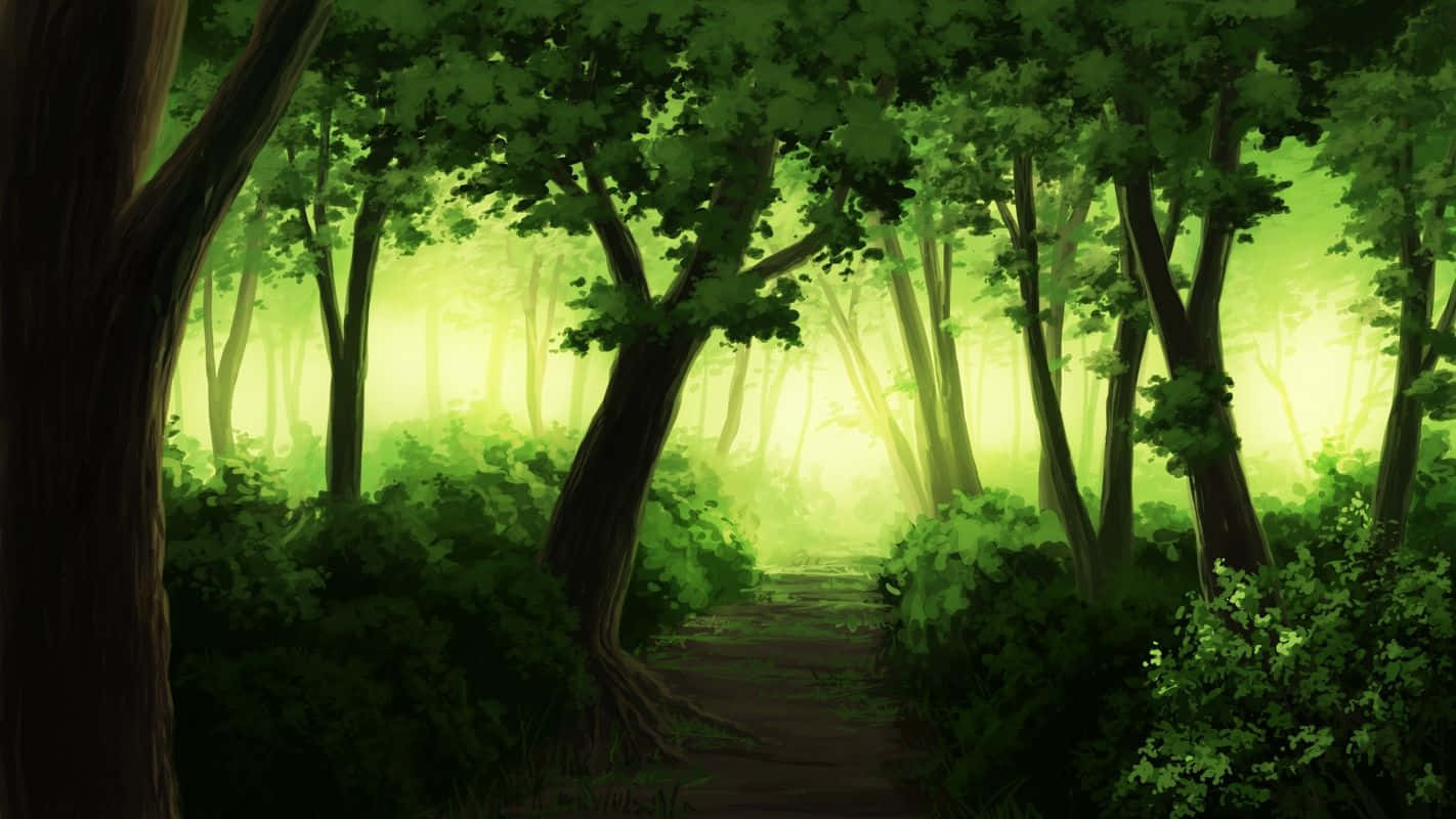 Anime Green Forest Background