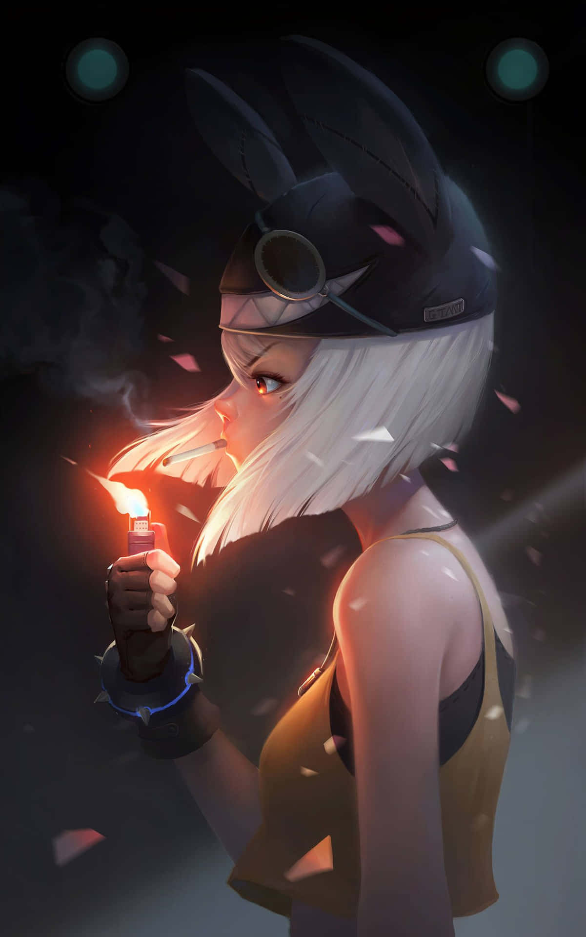 Anime Hat Girl Smoking Background