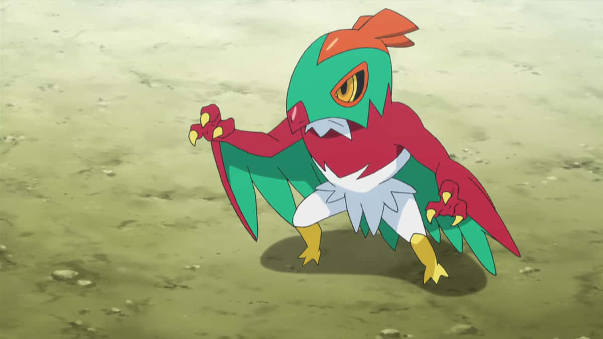Anime Hawlucha On Ground Background