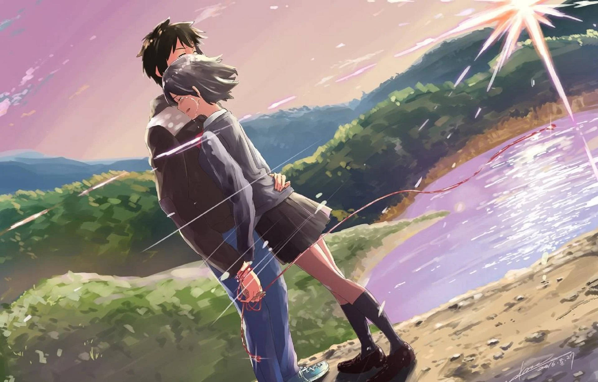 Anime Hug Painting Background
