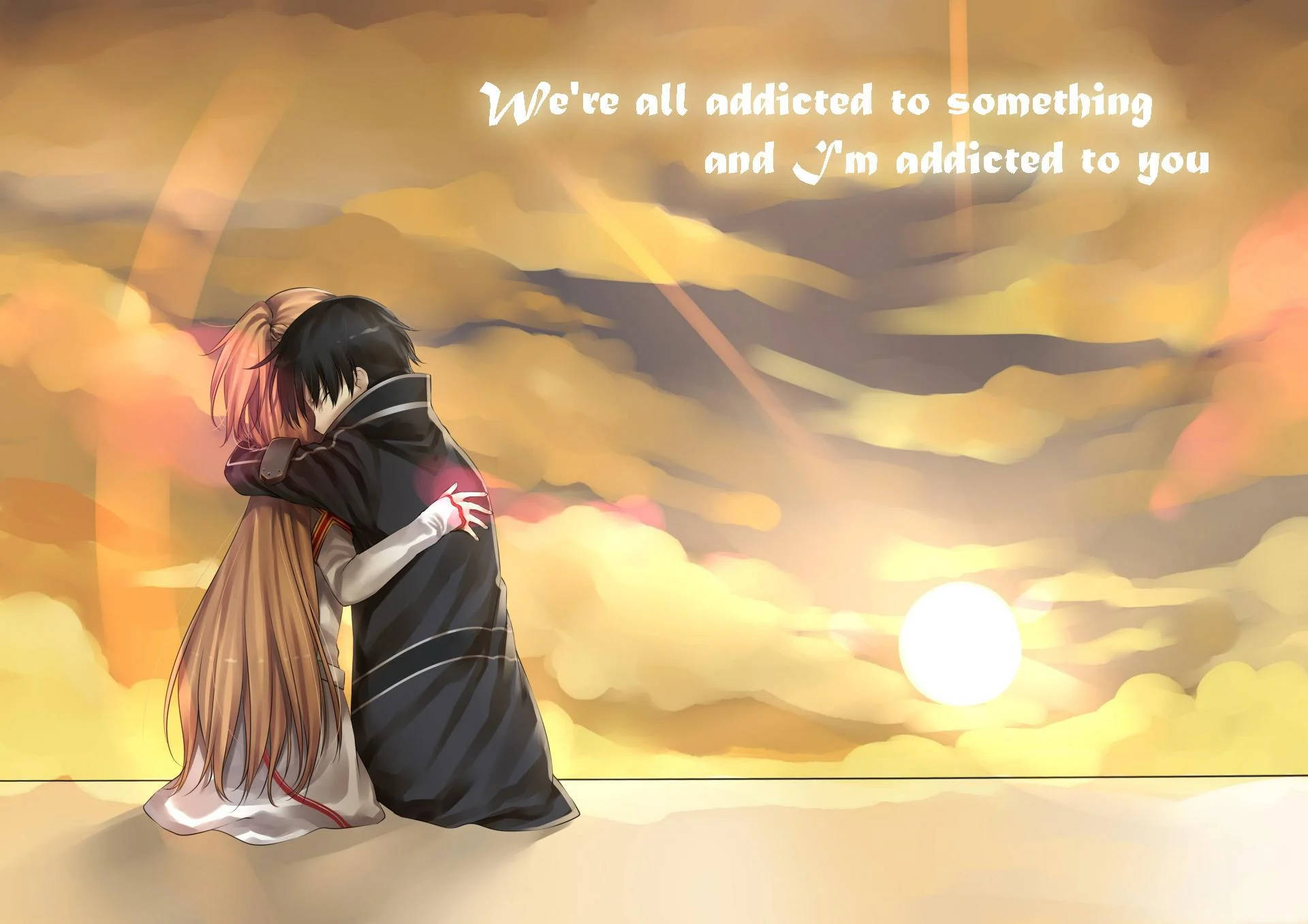 Anime Hug Quotation Background