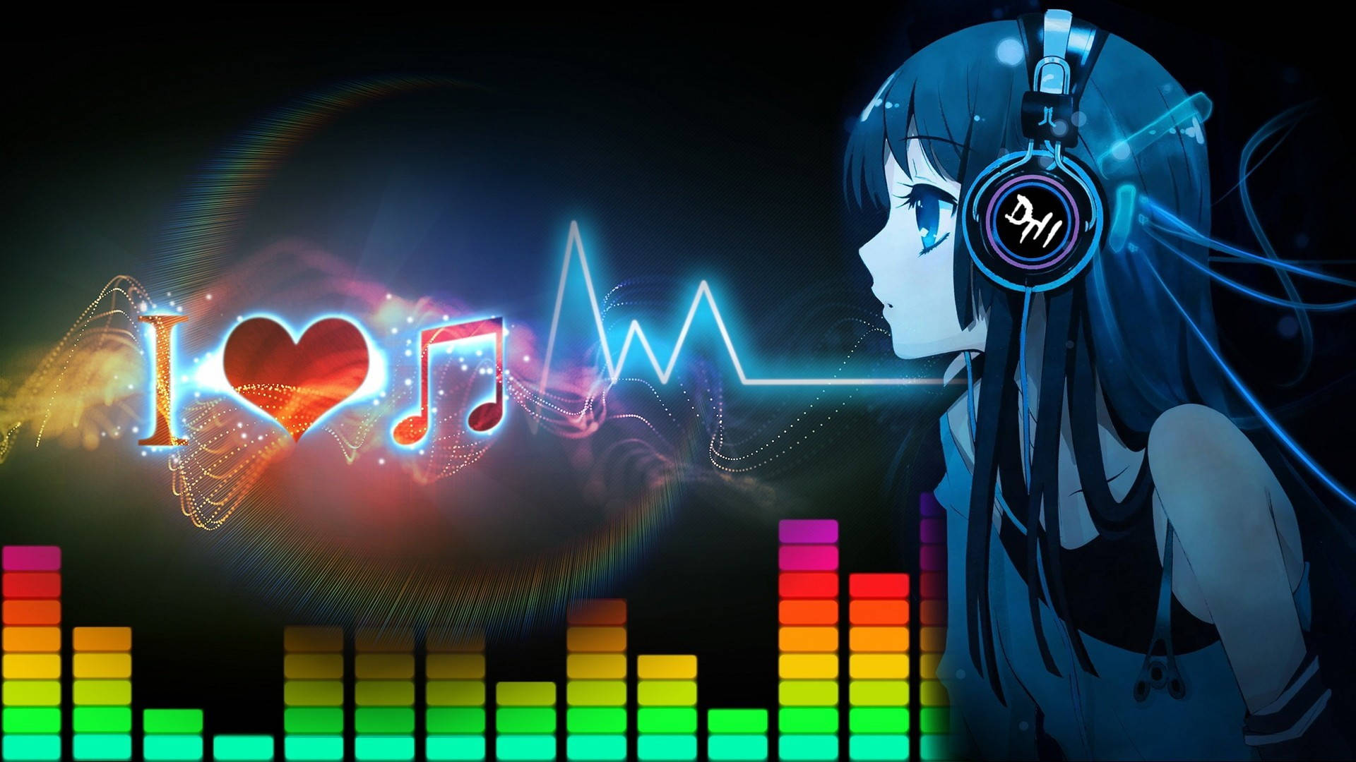 Anime I Love Music Art Background