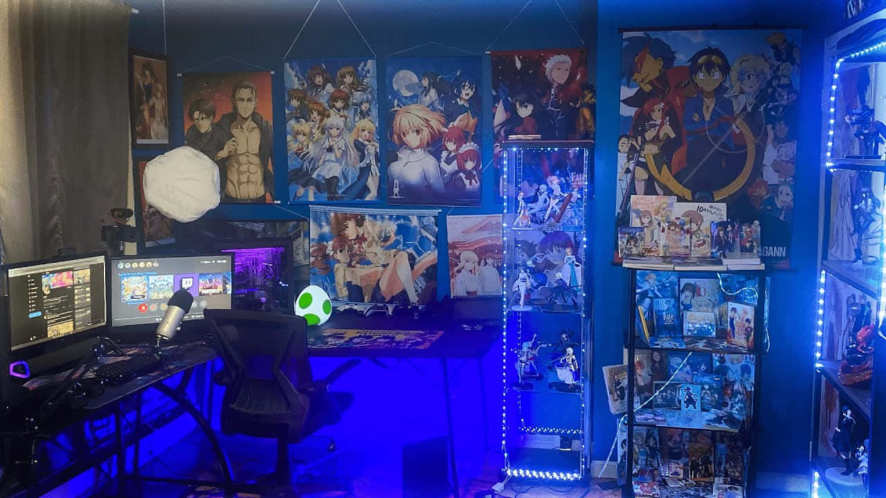 Anime Inspired Gaming Setup Background