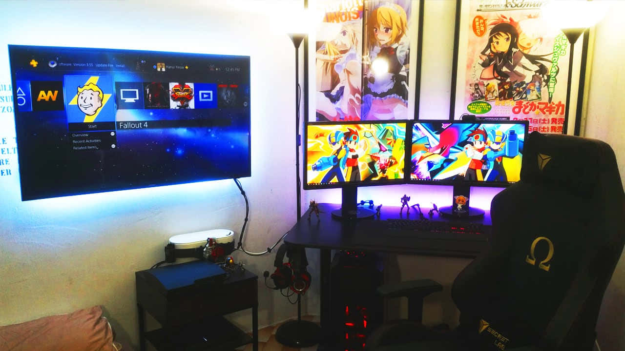 Anime Inspired Gaming Setup Background