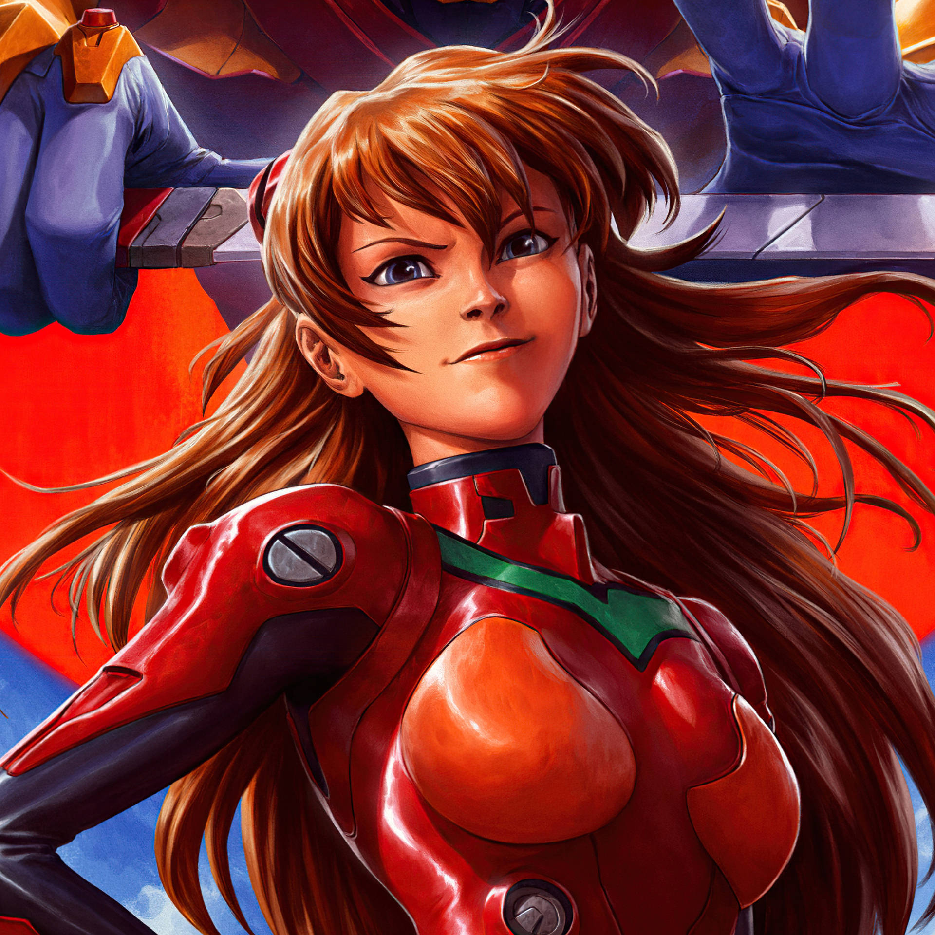 Anime Ipad Asuka In Red Suit Background